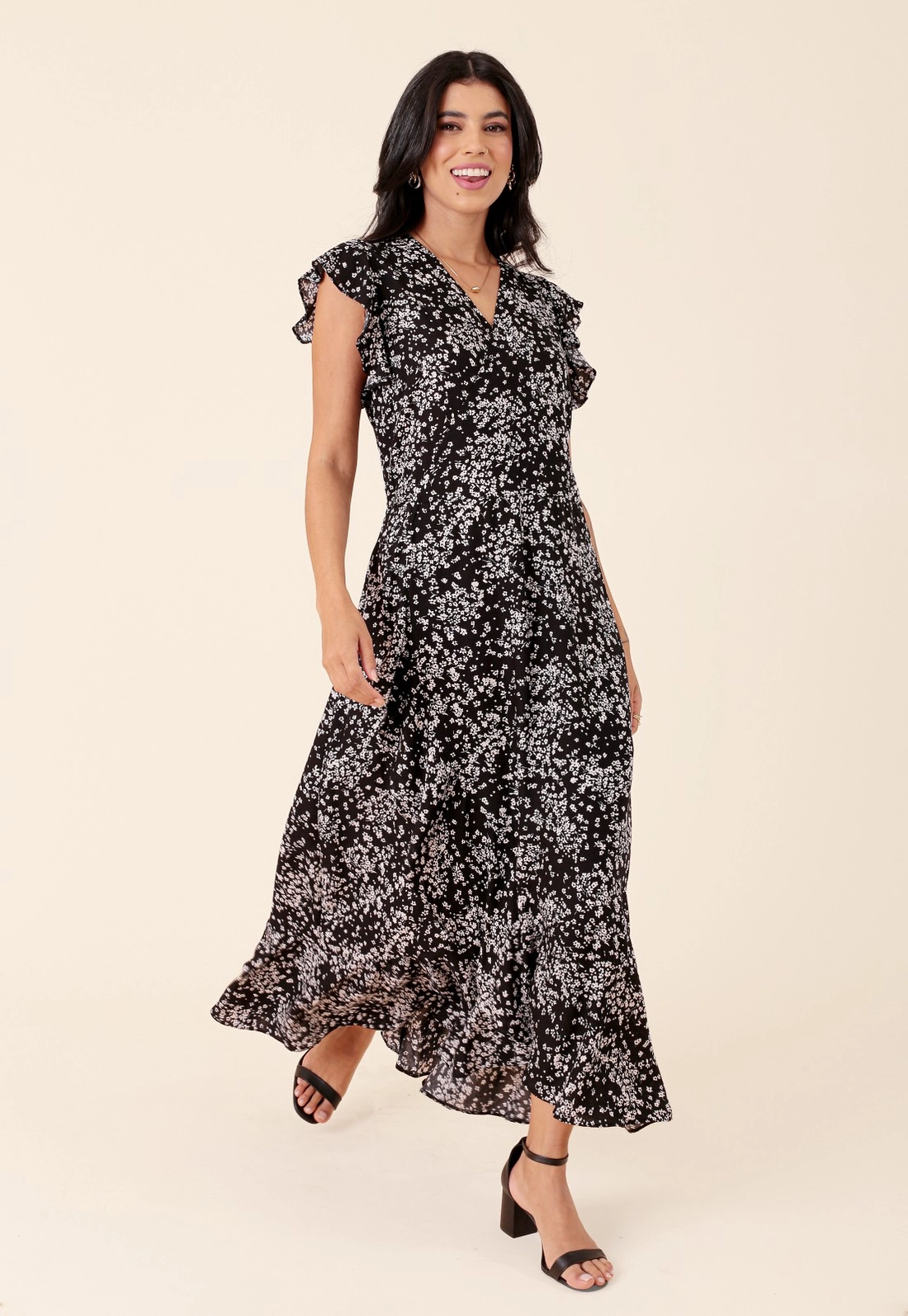 Vestido New Midi Transpassado Em Viscose Liberty