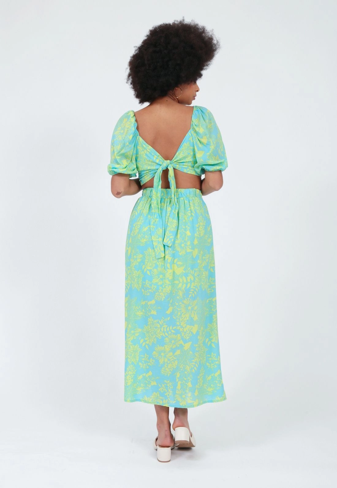 Saia Viscose Midi Estampa Pareo