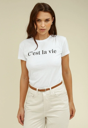 Blusa Meia Malha Manga Curta C´Est La Vie