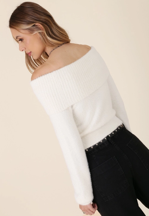 Blusa Tricô Pelinho Ombro A Ombro