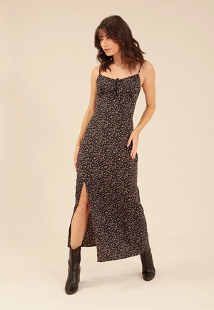 Vestido New  Midi Crepe  Alça Com Estampa Liberty