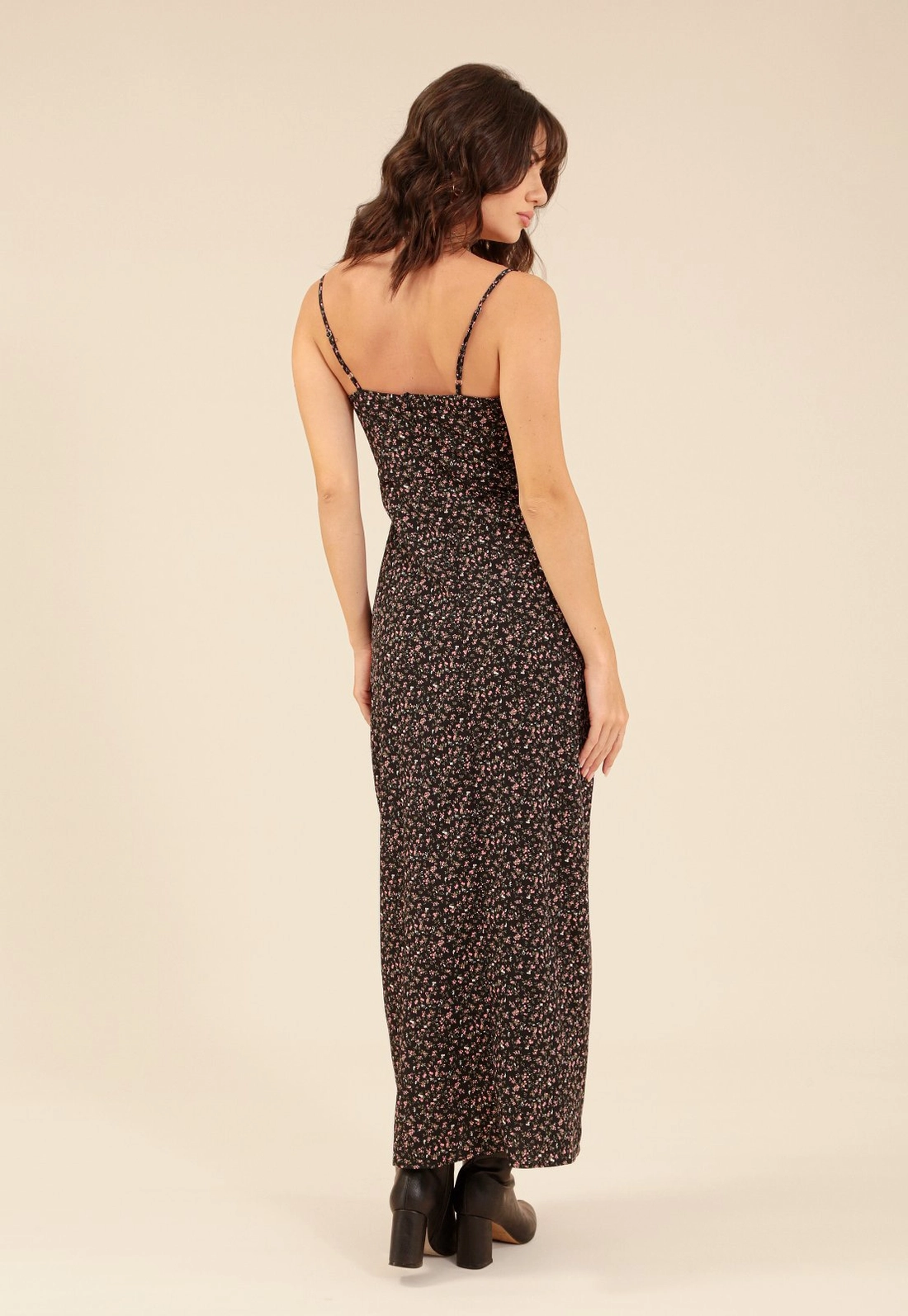 Vestido New  Midi Crepe  Alça Com Estampa Liberty