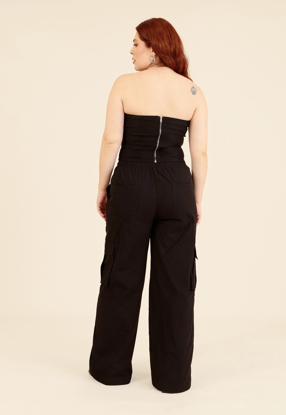 Calça Cargo Com Cós Em Elástico Em Algodão