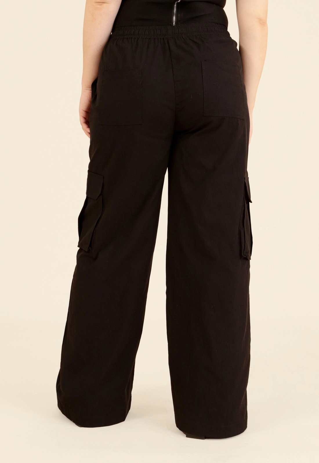 Calça Cargo Com Cós Em Elástico Em Algodão
