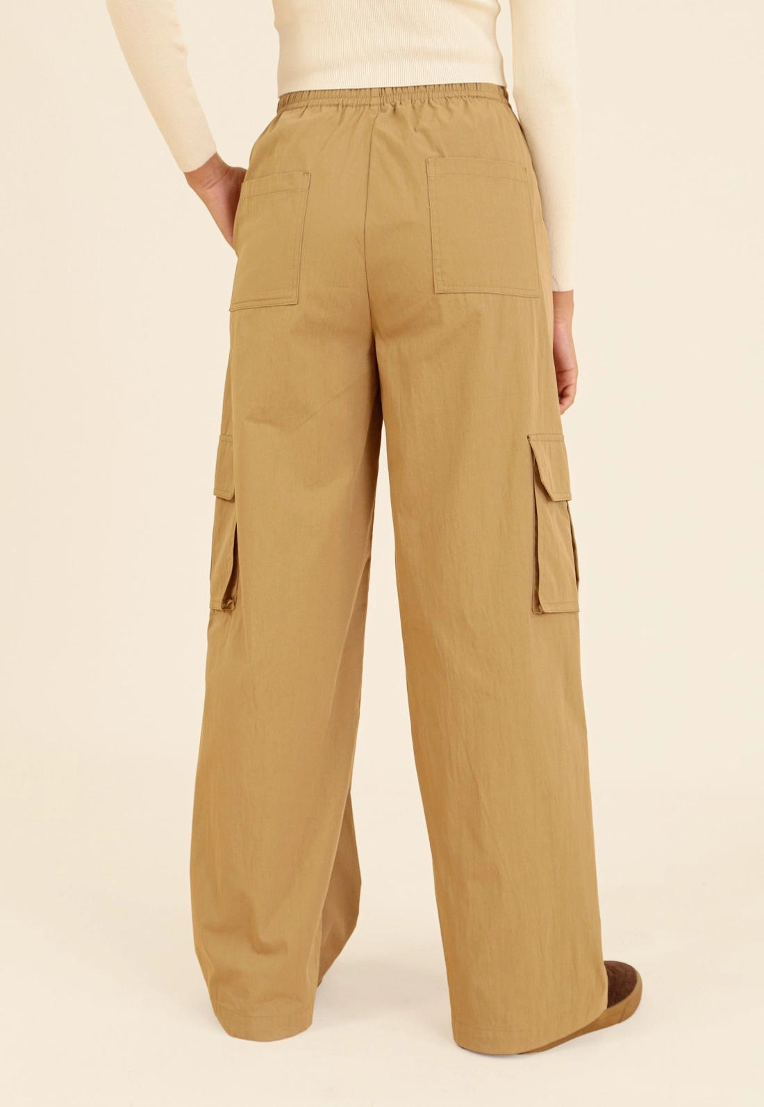 Calça Cargo Com Cós Em Elástico Em Algodão