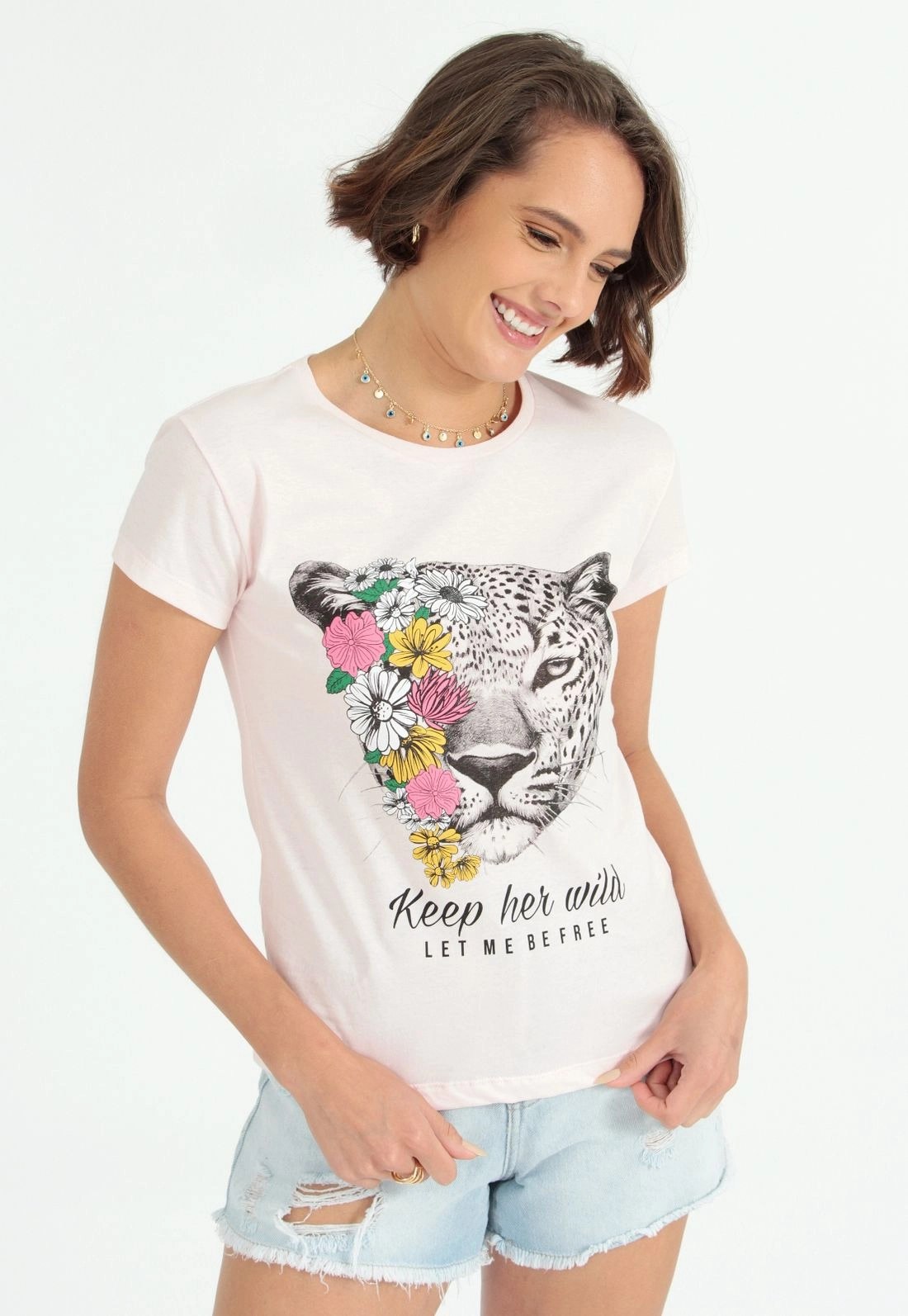 Blusa T-Shirt Onça Flores
