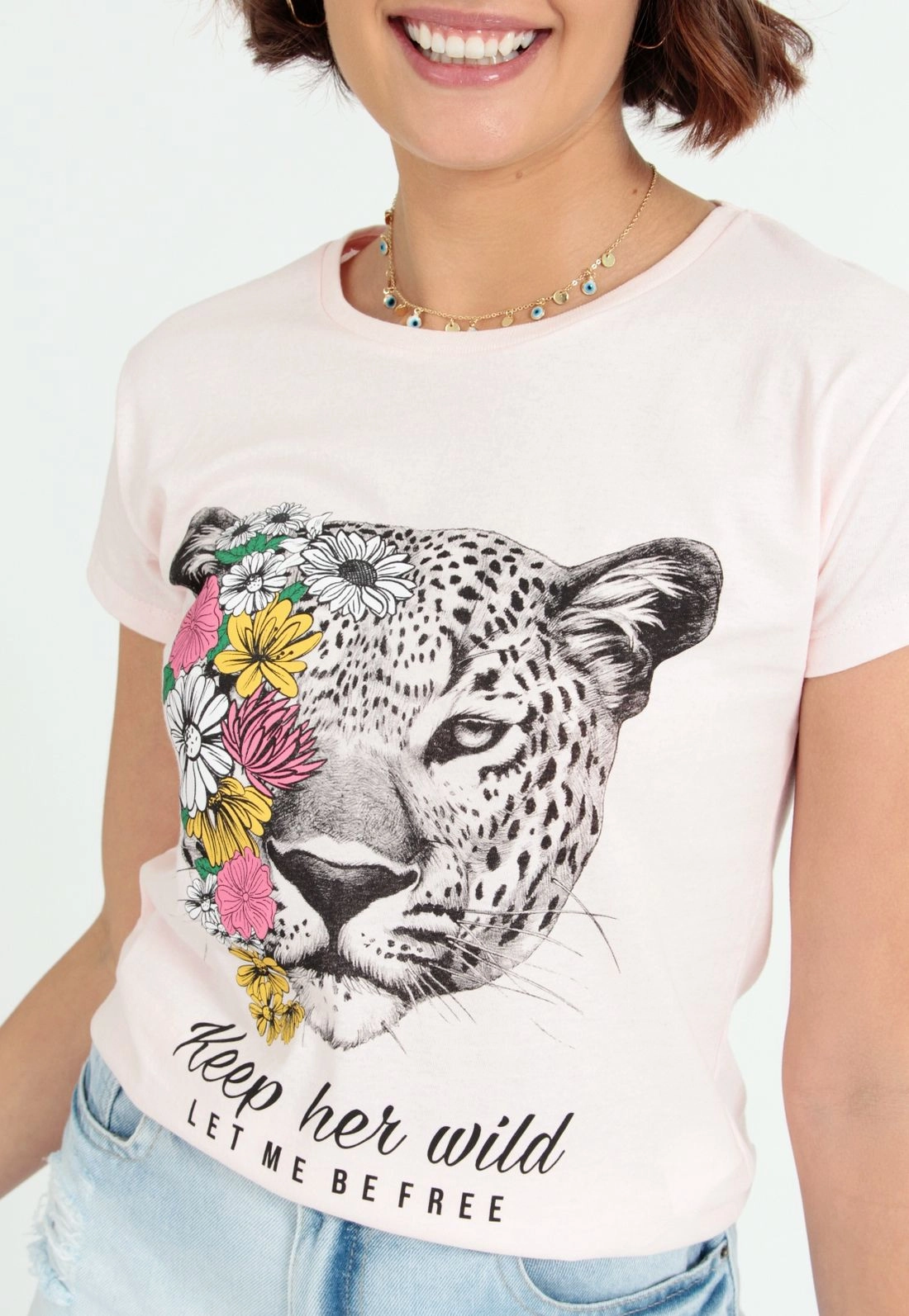 Blusa T-Shirt Onça Flores
