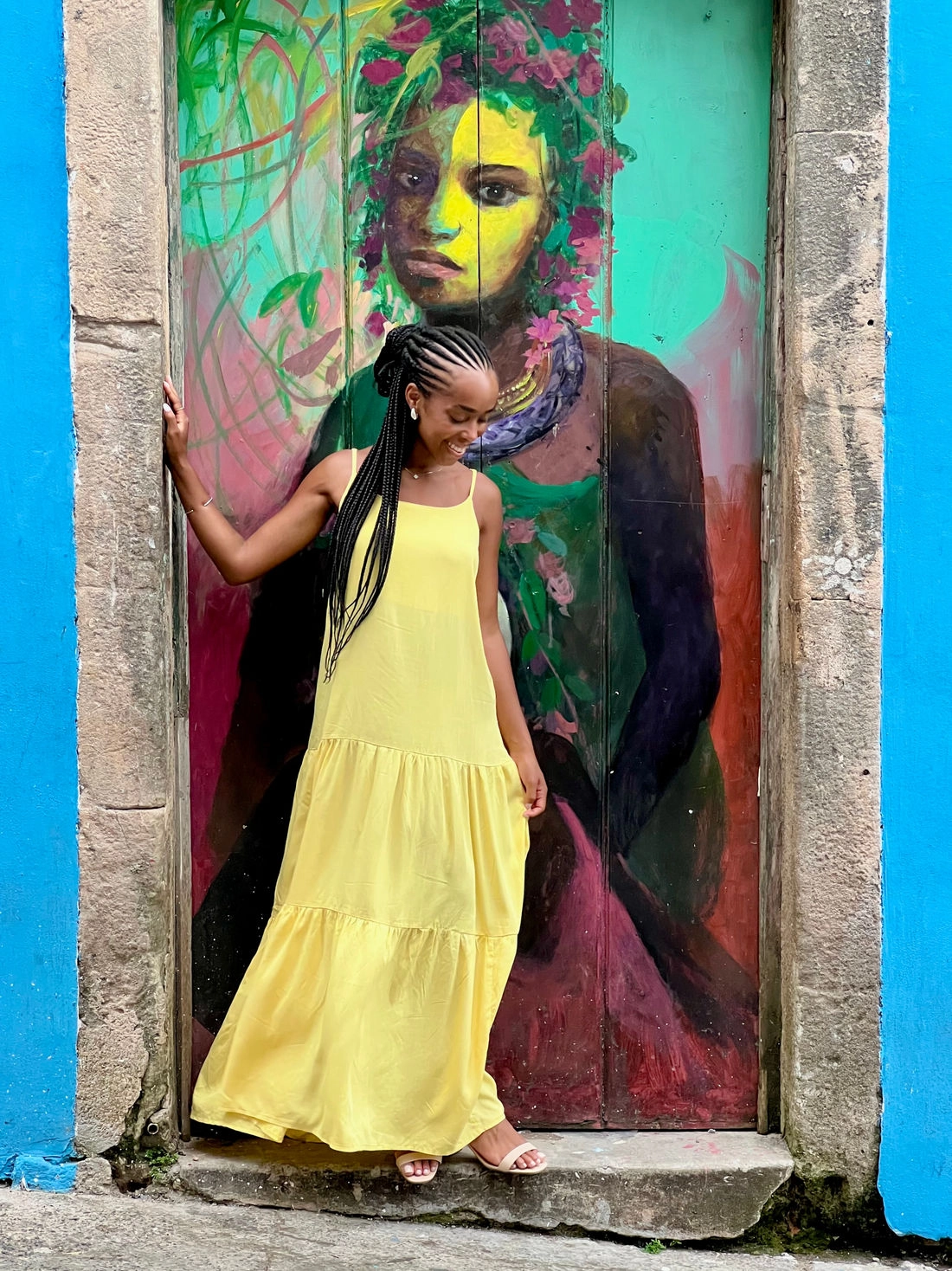 Vestido Longo Em Viscose Alça Com Recorte Saia