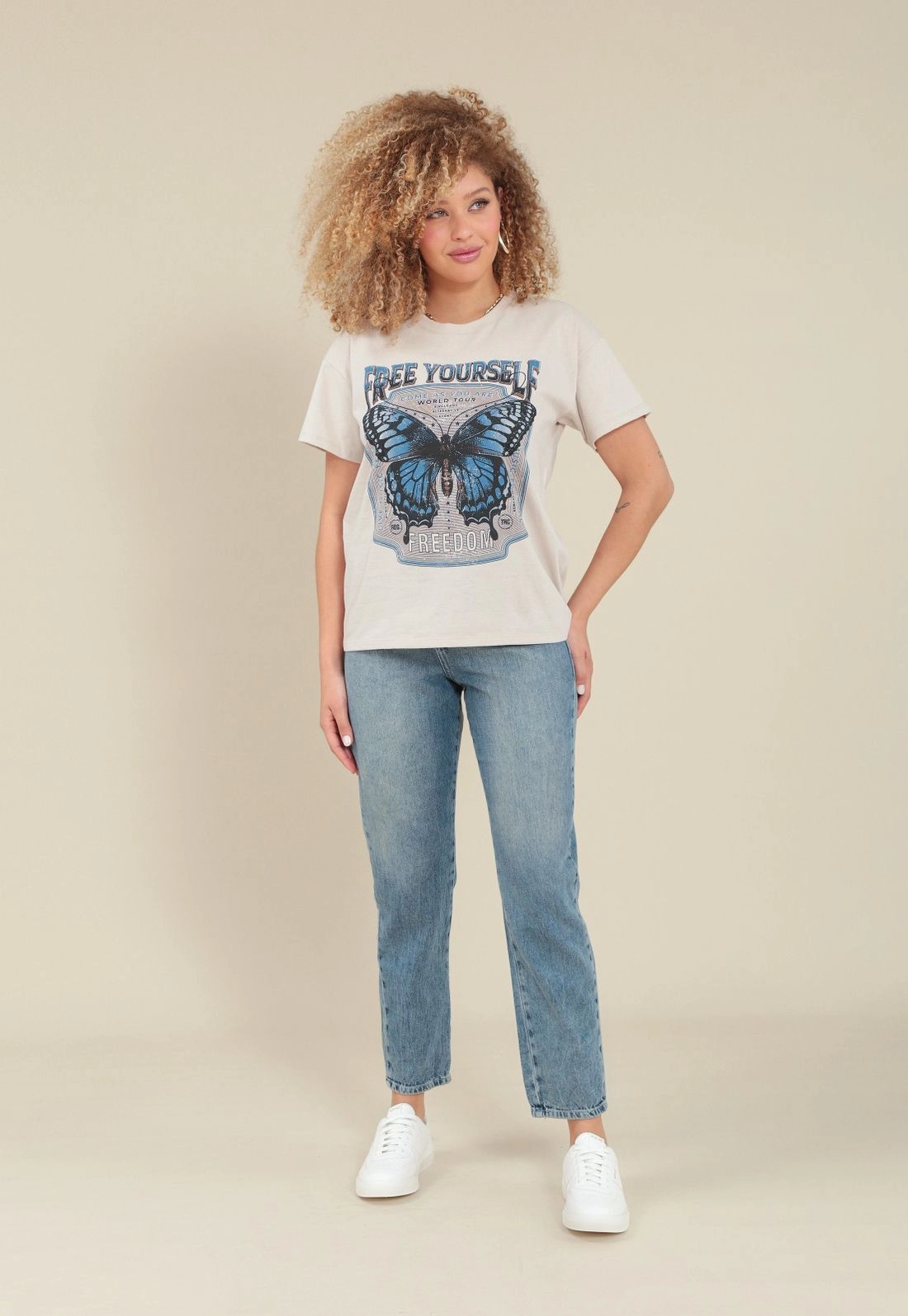 T-Shirt Em Meia Malha Borboleta