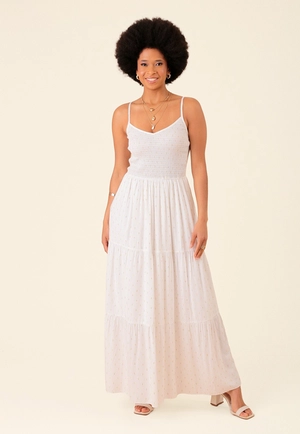 Vestido Longo Em Viscose Com Lurex