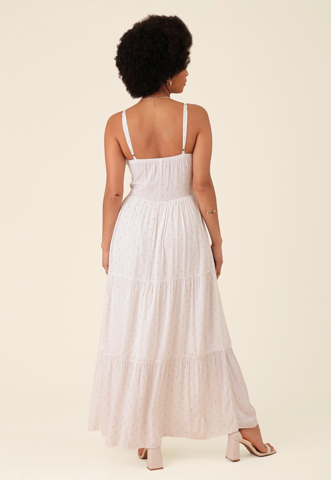 Vestido Longo Em Viscose Com Lurex