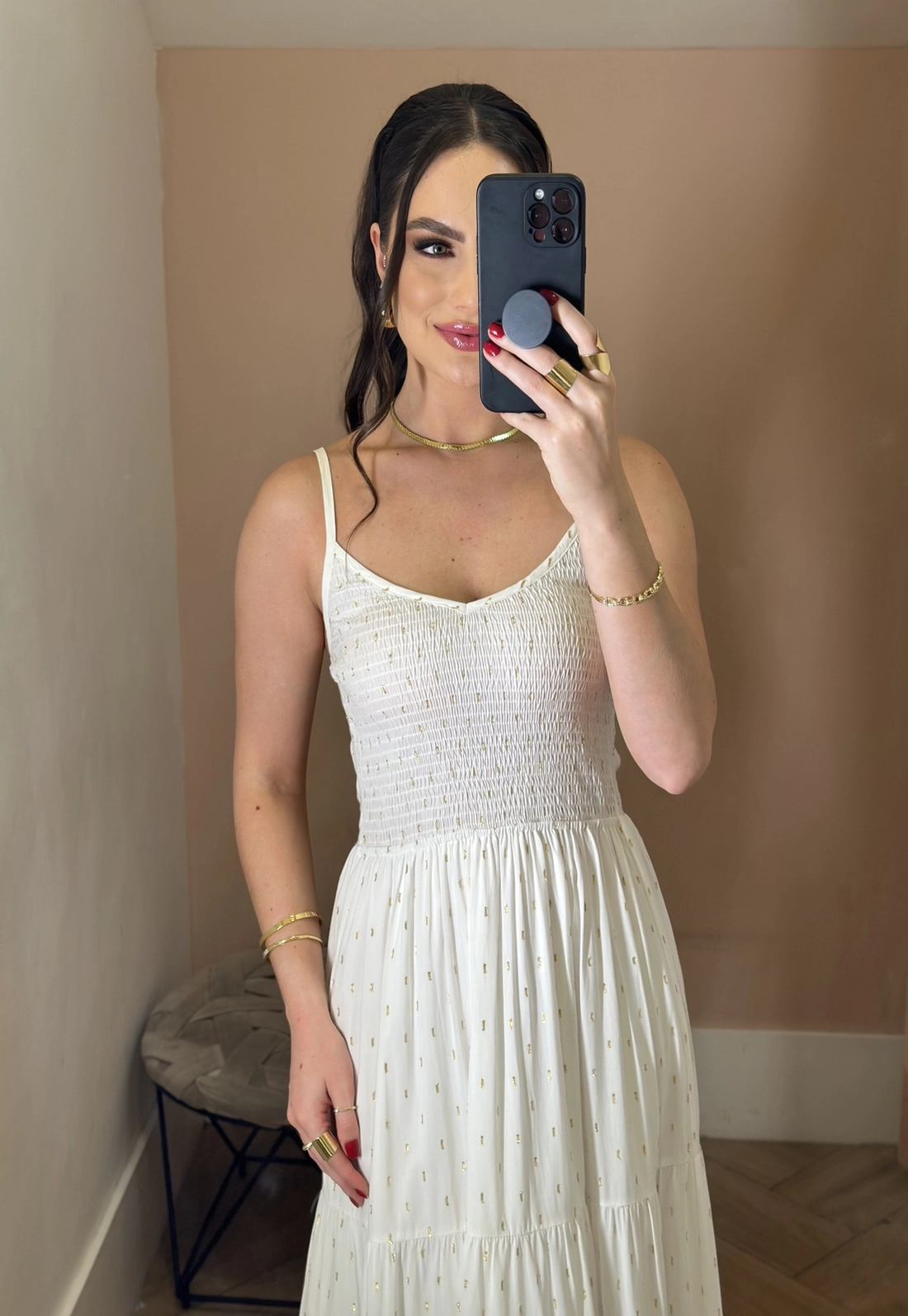 Vestido Longo Em Viscose Com Lurex
