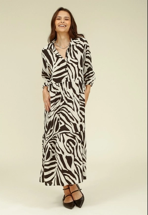 Chemise Midi Manga 3/4 Em Viscose Estampa Zebra
