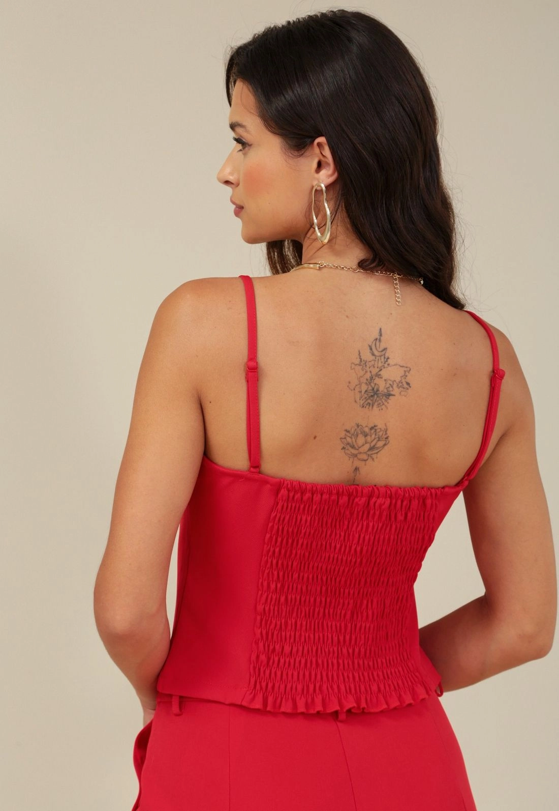 Blusa Com Alça E Laços Em Alfaiataria