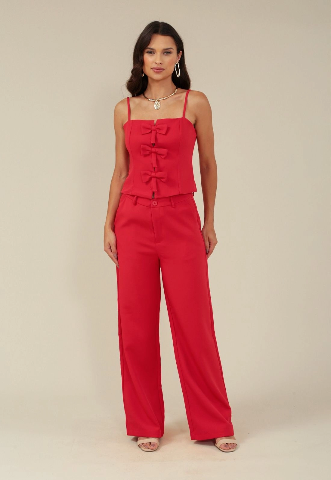 Blusa Com Alça E Laços Em Alfaiataria