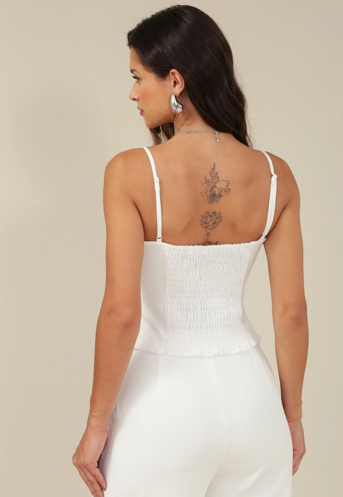 Blusa Com Alça E Laços Em Alfaiataria