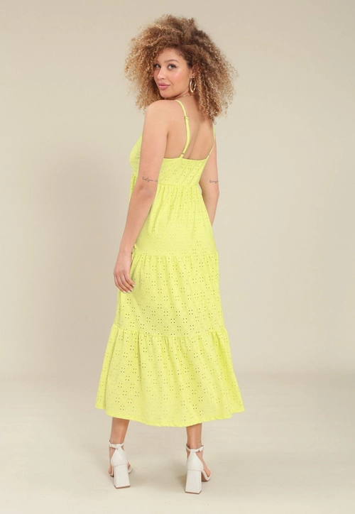 Vestido Midi Em Malha Laise Com Alça E Recortes