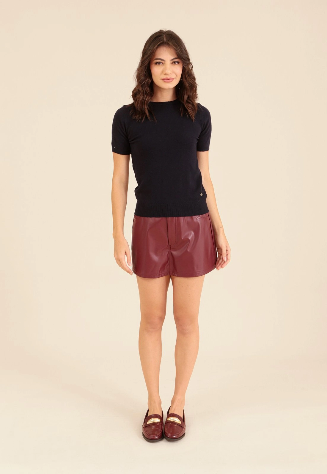 Blusa Tricô Manga Curta Decote Redondo