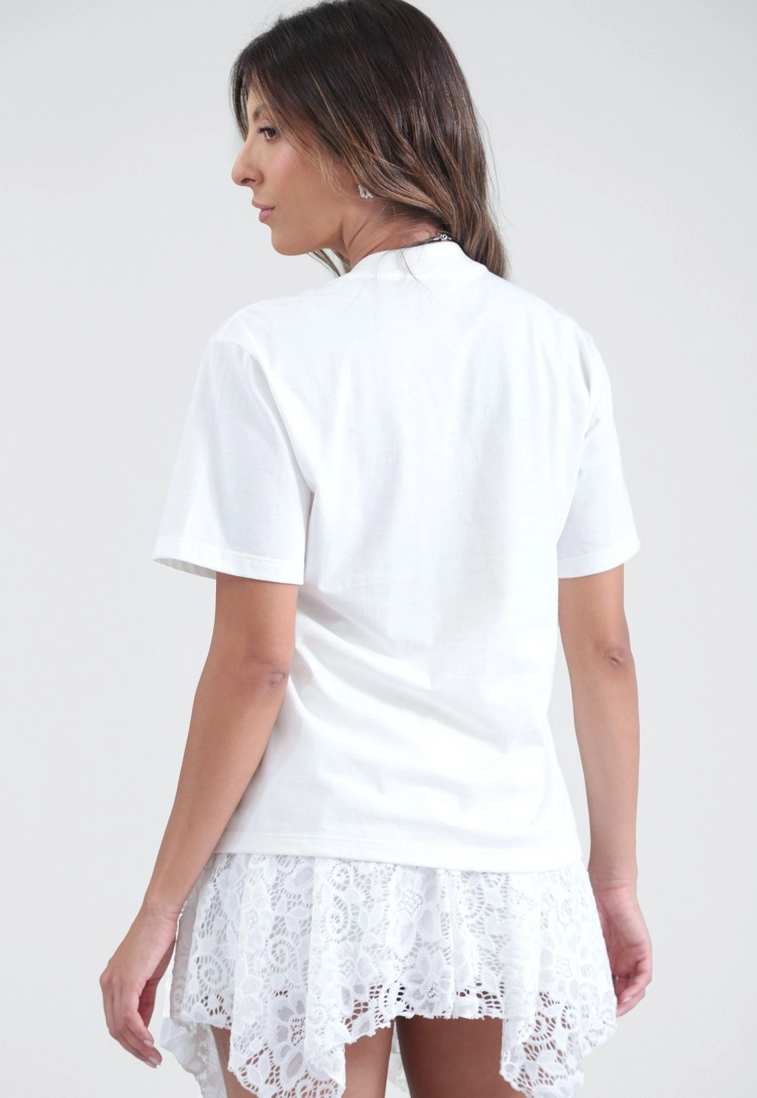 T-Shirt Manga Curta Com Silk Anjos Em Meia Malha