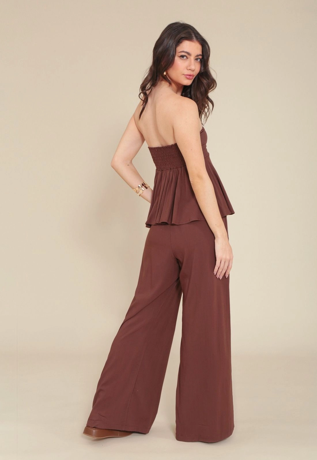 Calça Pantalona Em Viscolinho Com Bolso