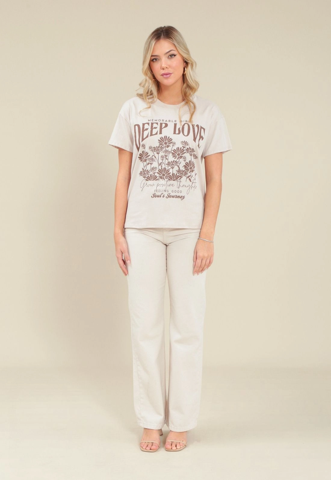 T-Shirt Em Meia Malha Com Silk Deep Love
