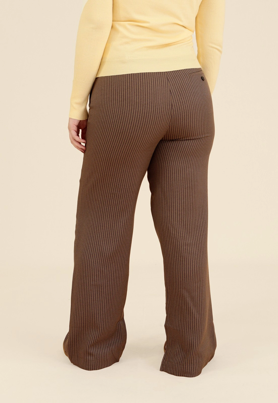 Calça Wide Leg Em Alfaiataria Xadrez