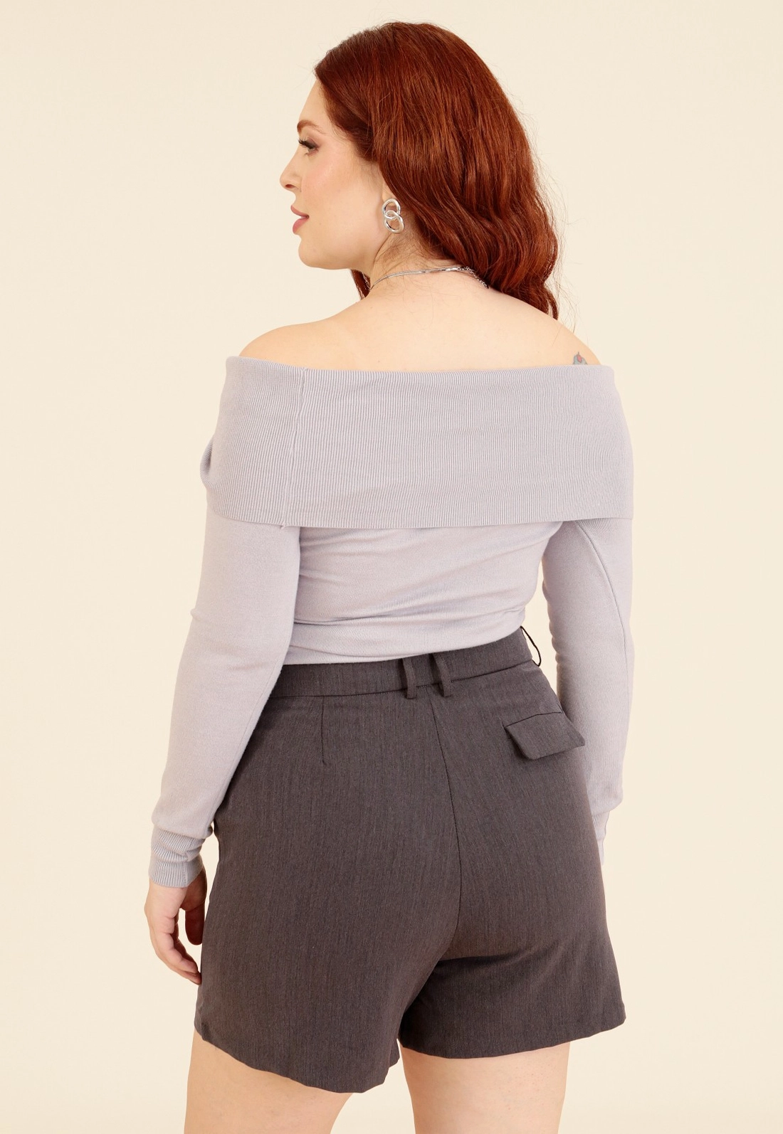 Blusa Tricô Manga Longa Ombro A Ombro