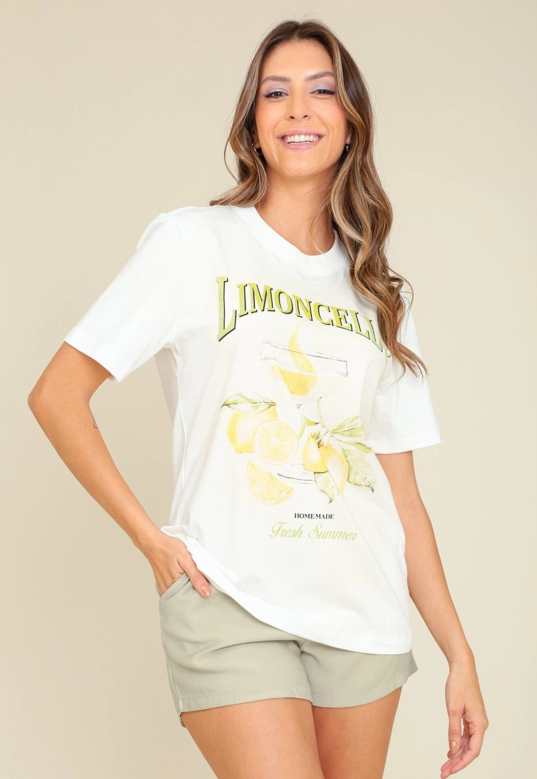 Blusa T-Shirt Over Silk Lemonade Em Meia Malha
