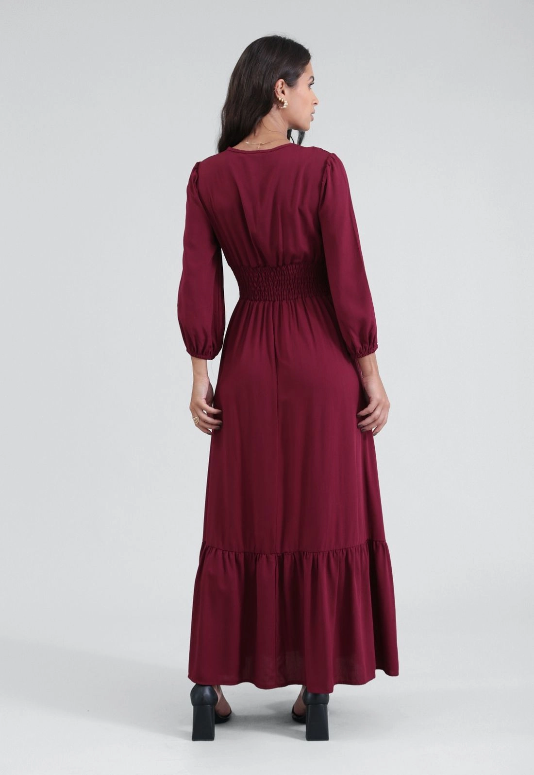 Vestido New Midi Em Viscose Manga 7/8