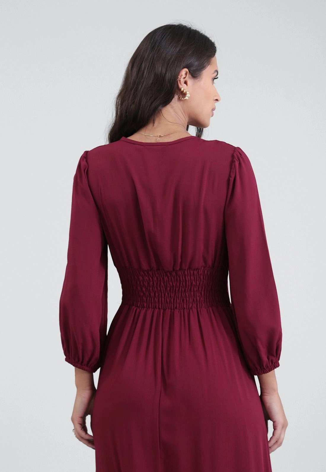 Vestido New Midi Em Viscose Manga 7/8