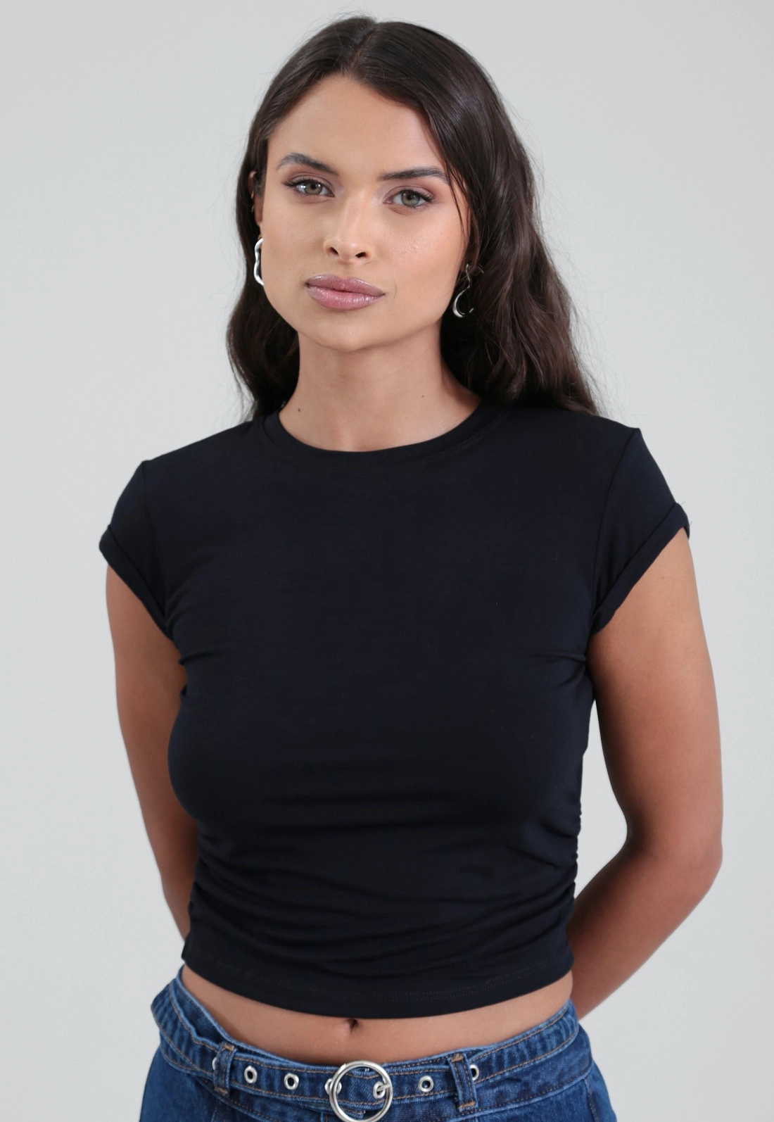 Blusa Em Malha Manga Curta Com Franzido Lateral