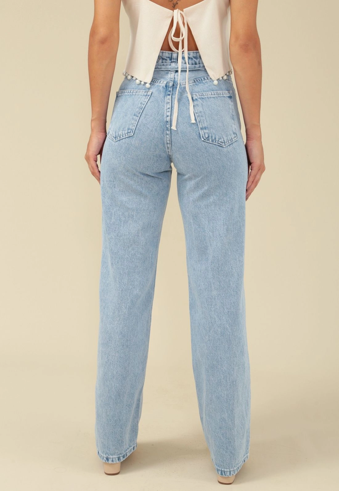 Calça Jeans Reta Com Cinto Jeans