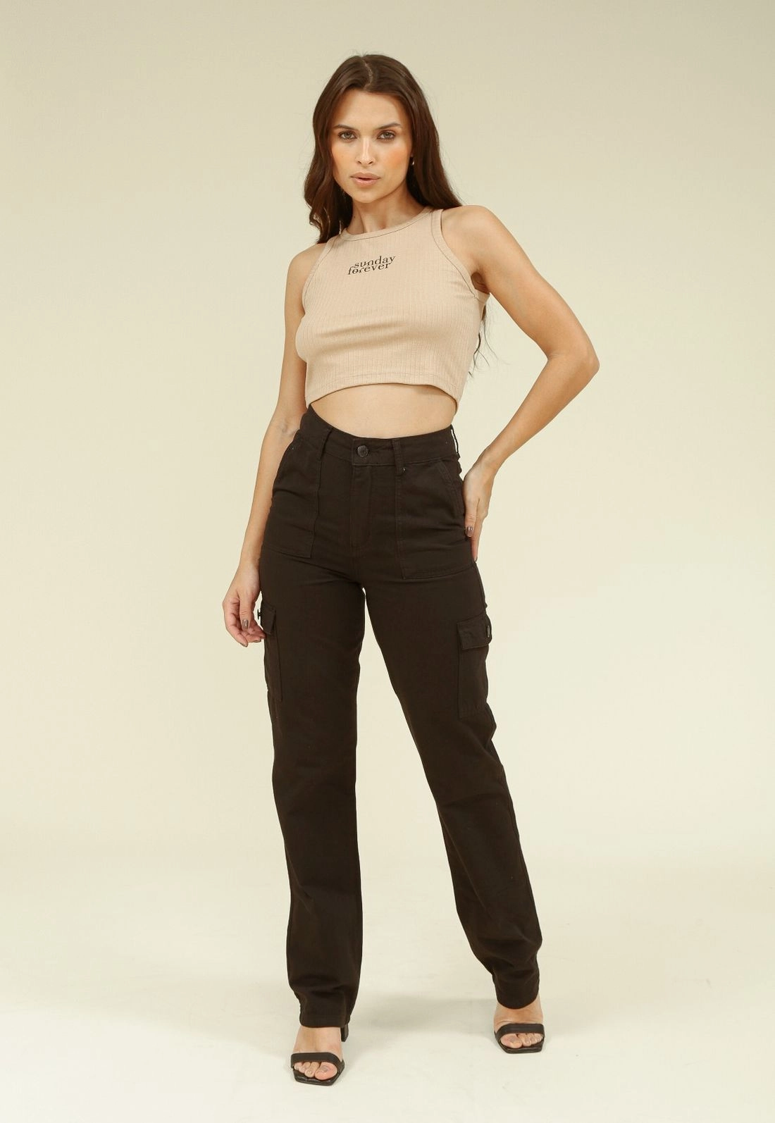 Blusa Cropped Sem Manga Malha Canelada