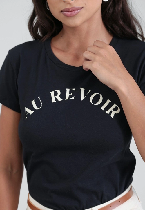 T-Shirt Em Meia Malha Manga Curta Au Revoir