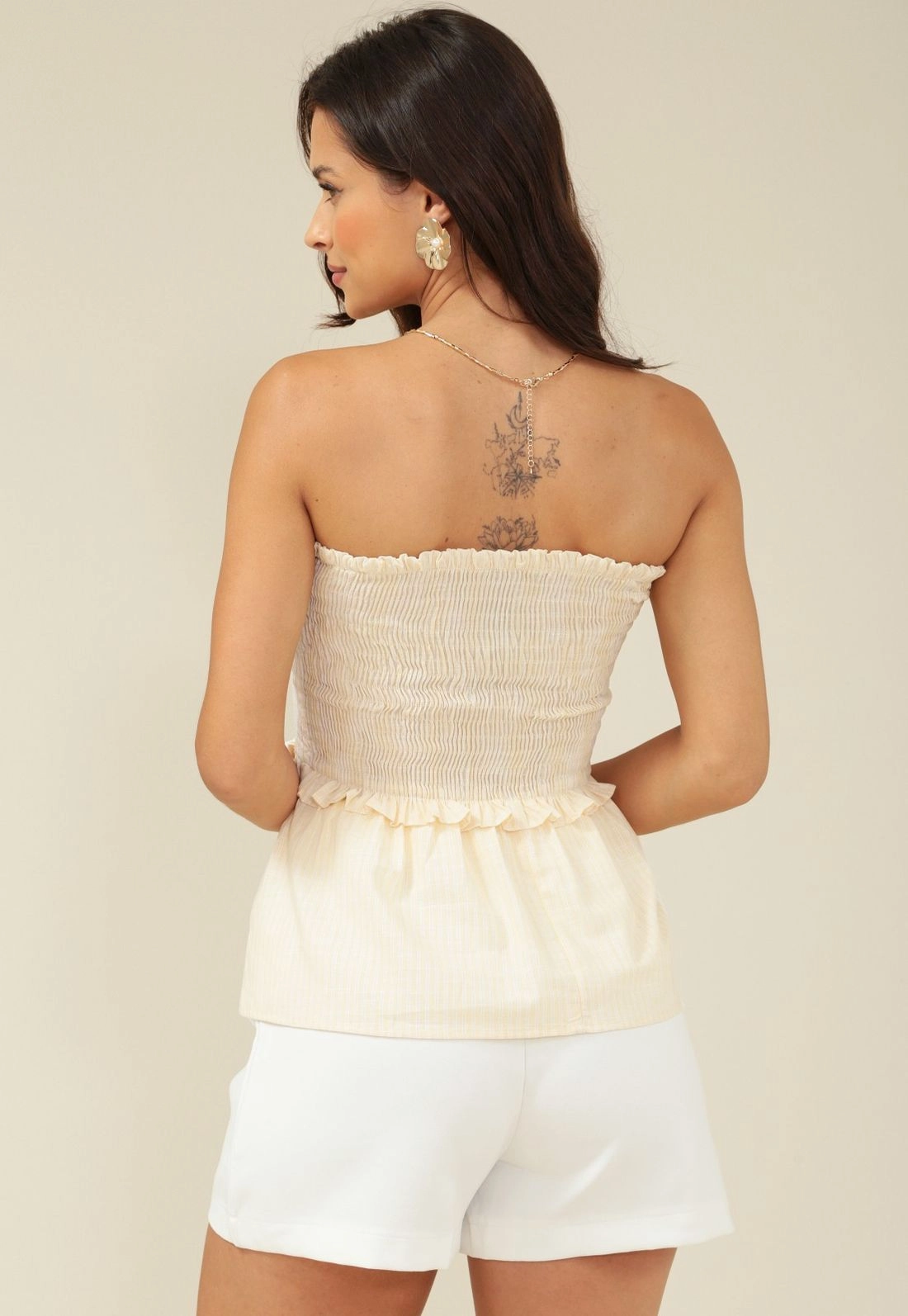 Blusa Em Algodão Com Decote Reto Com Lastex