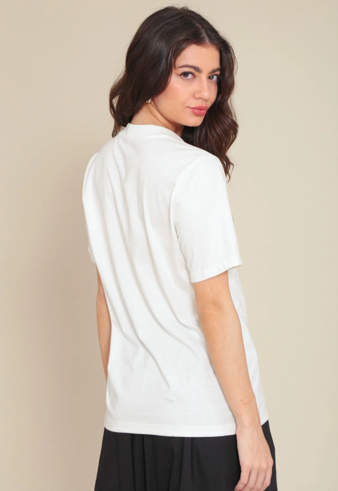 T-Shirt Meia Malha Manga Curta Lingerie