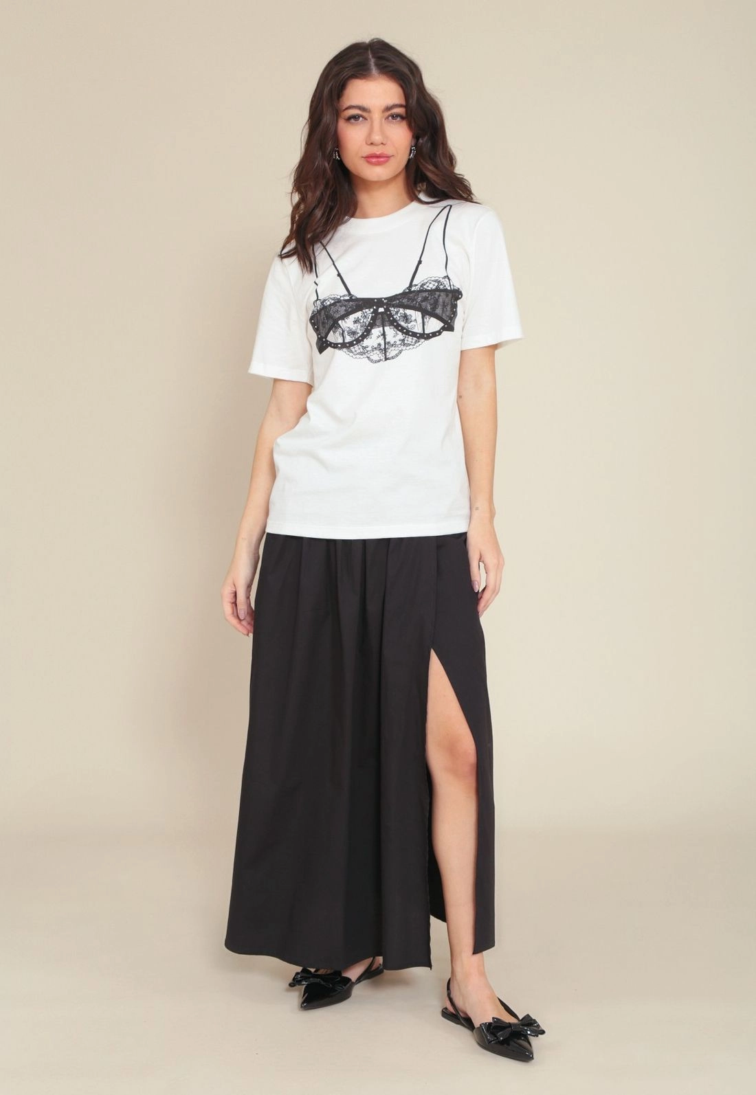 T-Shirt Meia Malha Manga Curta Lingerie