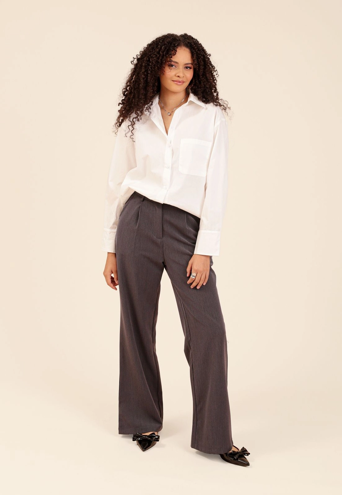 Camisa Oversized Em Tricoline Manga Longa