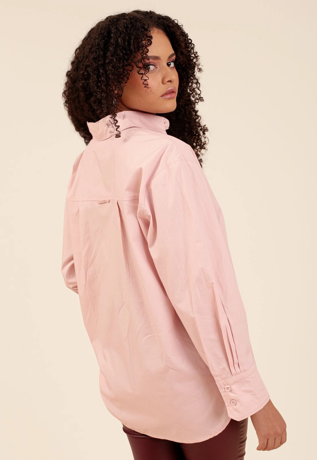 Camisa Oversized Em Tricoline Manga Longa