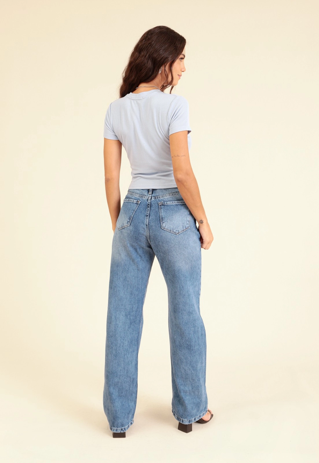 Calça Jeans Reta  Azul Escuro