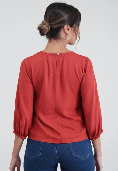 Blusa Em Viscose Twill Manga 7/8 Com Elástico