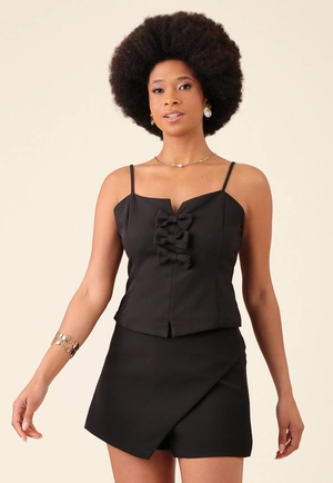 Short Saia Transpasse Frontal Em Alfaiataria