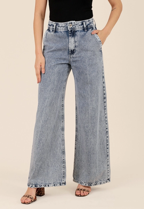 Calça Jeans Wide Leg Azul Claro