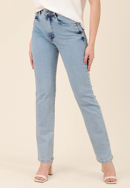 Calça Jeans Reta Com Elastano