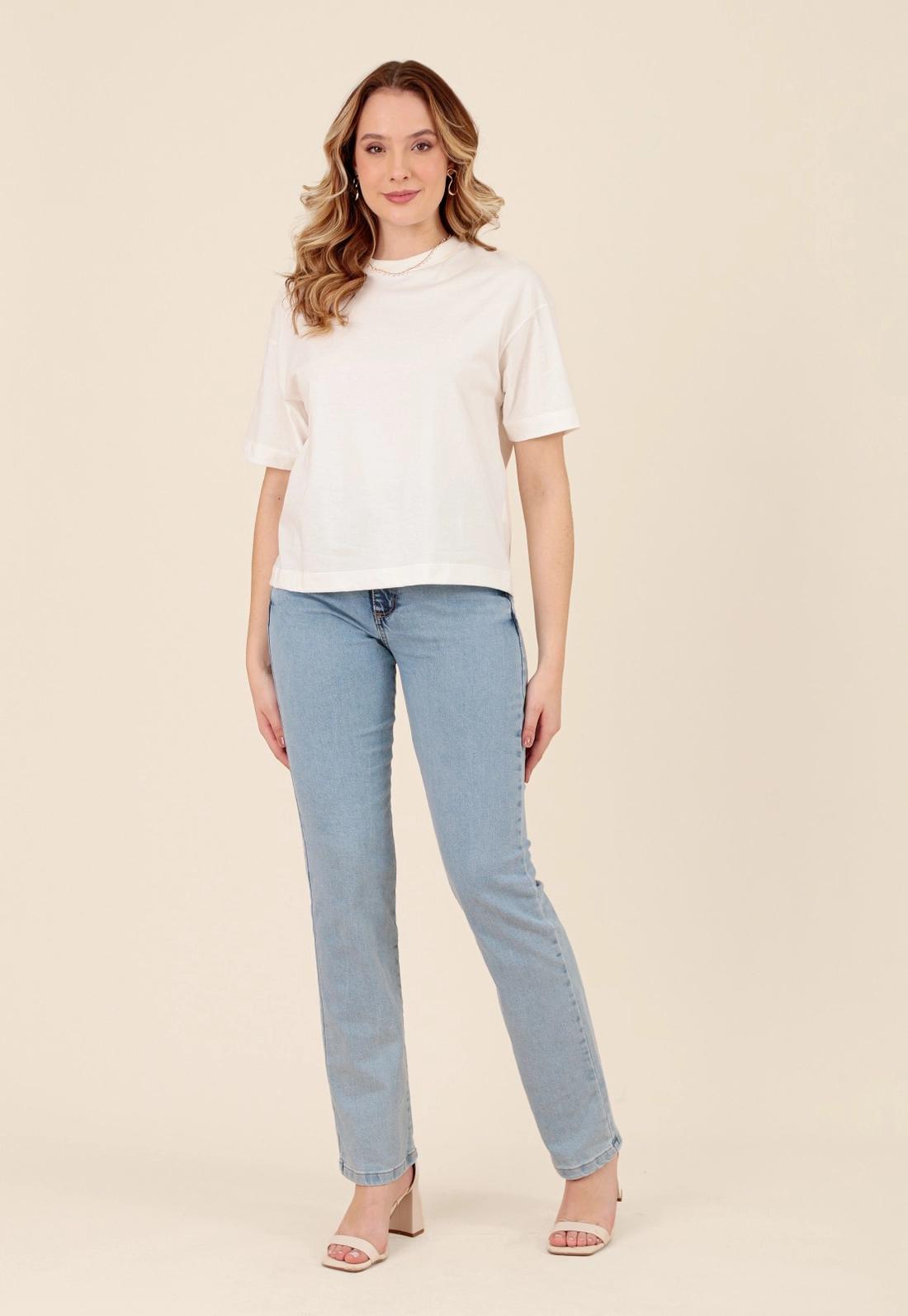 Calça Jeans Reta Com Elastano