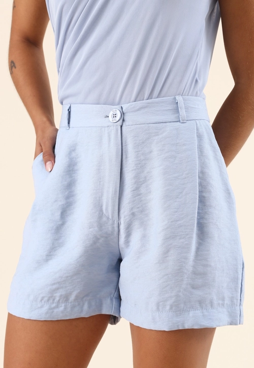 Short Em Alfaiataria Crepe Com Pregas