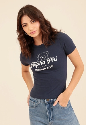 Blusa Em Cotton Manga Curta Alpha Phi