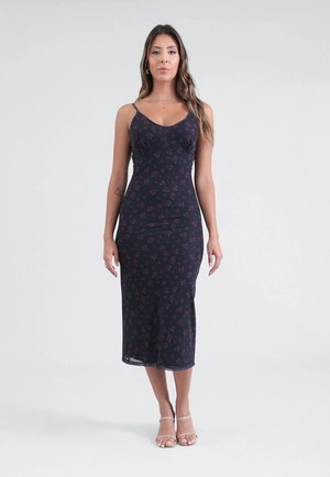 Vestido Midi Em Tule Estampa Liberty
