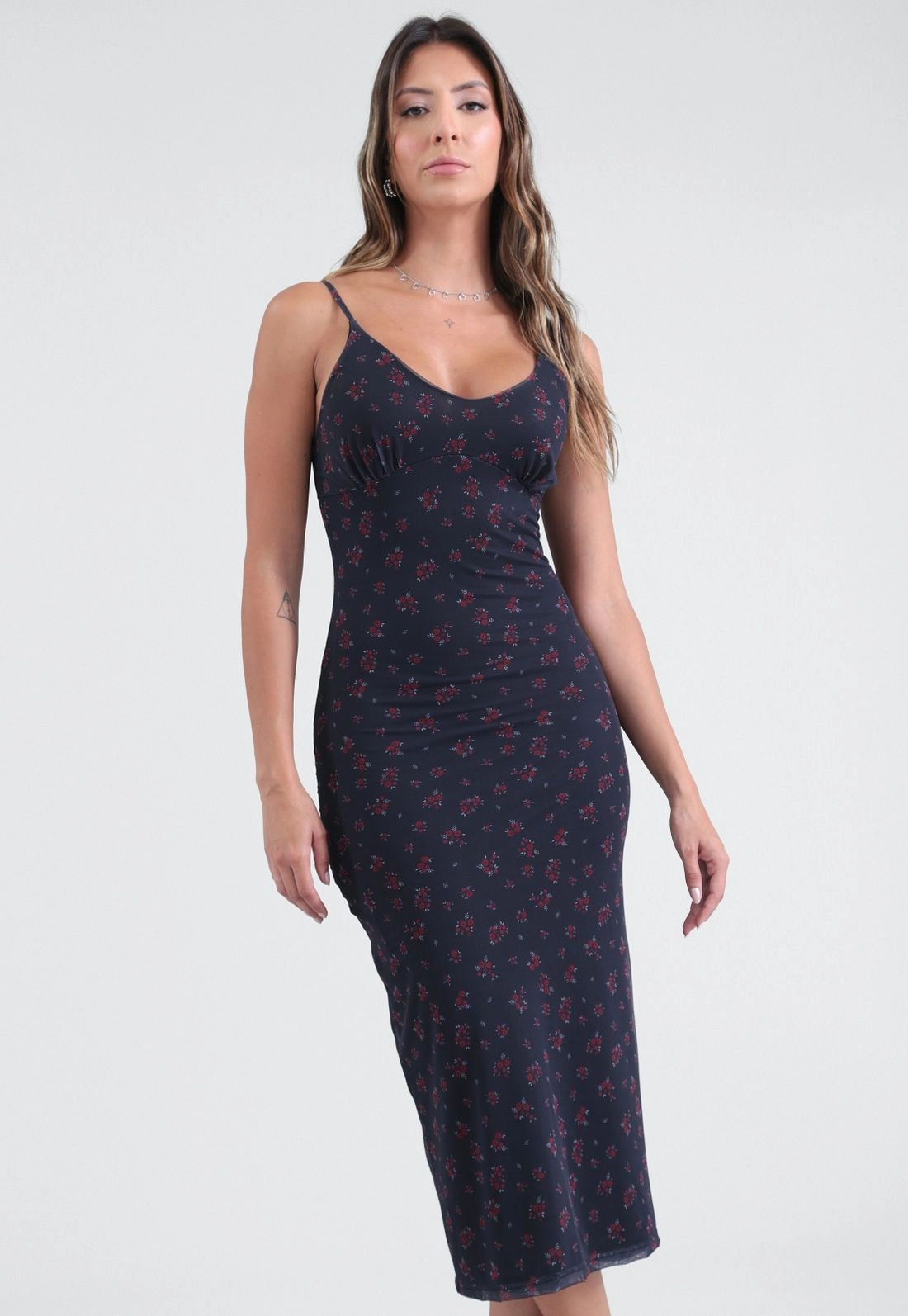Vestido Midi Em Tule Estampa Liberty