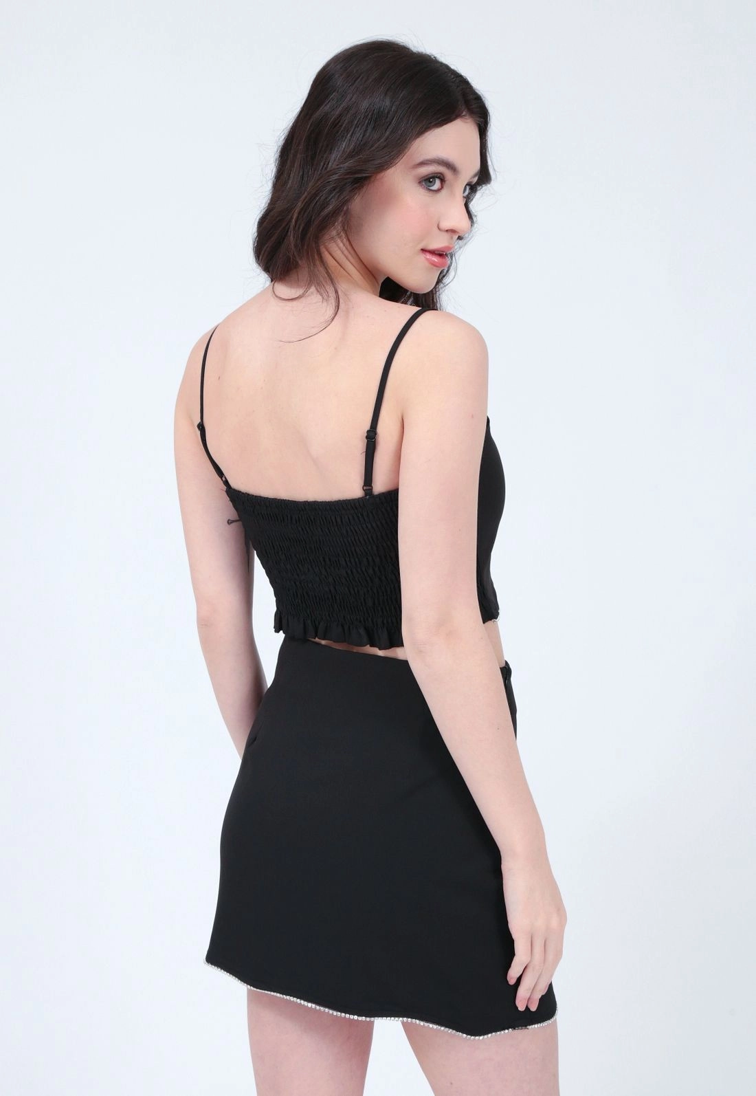 Cropped Crepe Alca Barra Strass